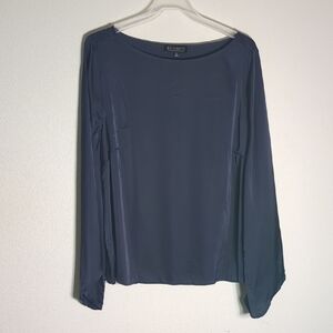 Eloquii Women's Shirt Top Blouse NWT‎ Navy Satin Christmas Holiday Plus Size 22